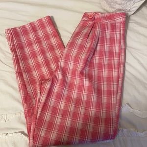 pink plaid trousers. straight leg. never worn with tags. from nasty gal